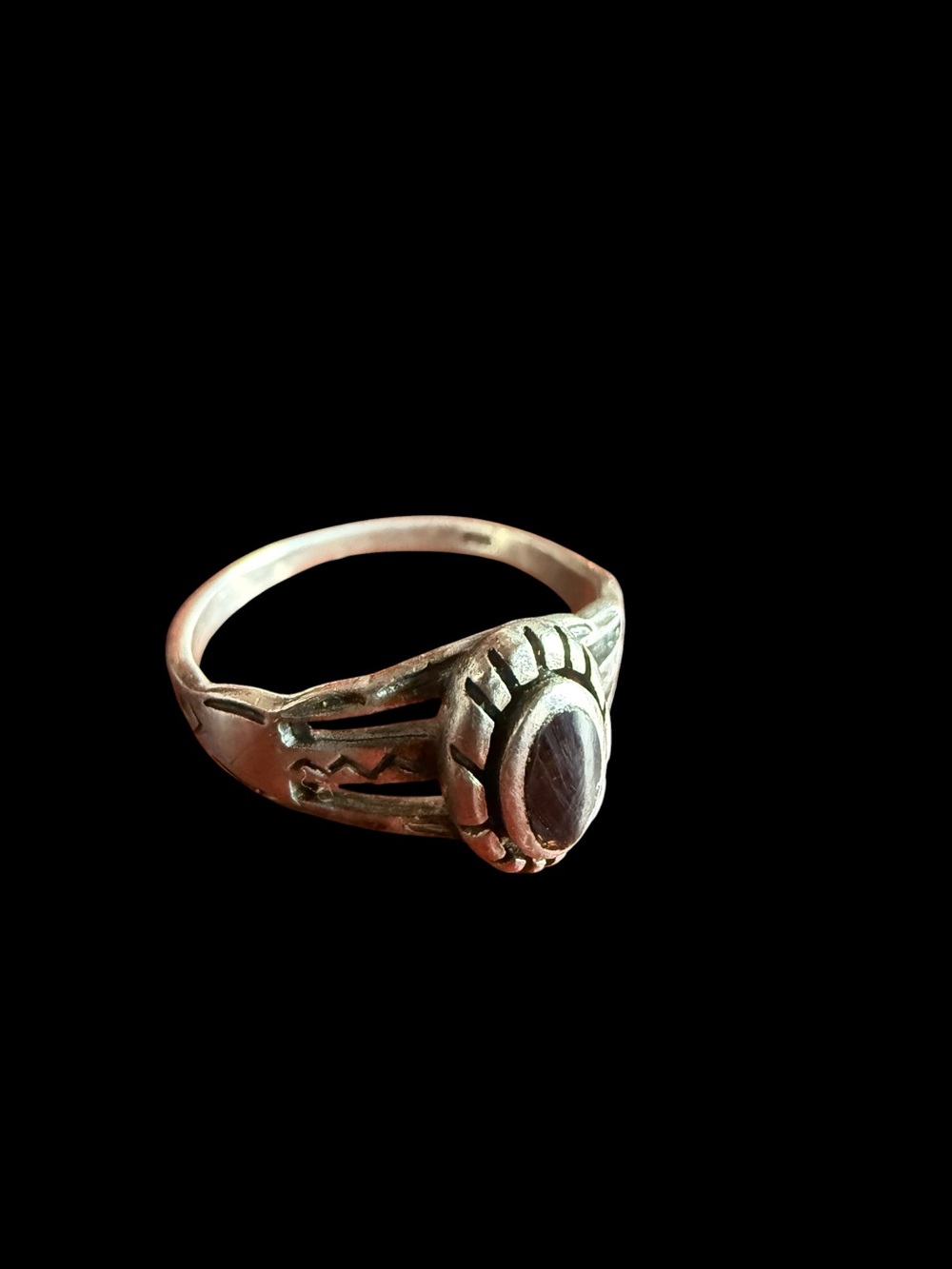 Vintage 925 Sterling Silver Black Onyx Southwestern Ring Size 5.25